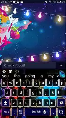 Play Blue Neon Butterfly Hologram Keyboard Theme Play Blue Neon Butterfly Hologram Keyboard Theme