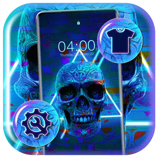 Play Blue Neon Skull Theme APK