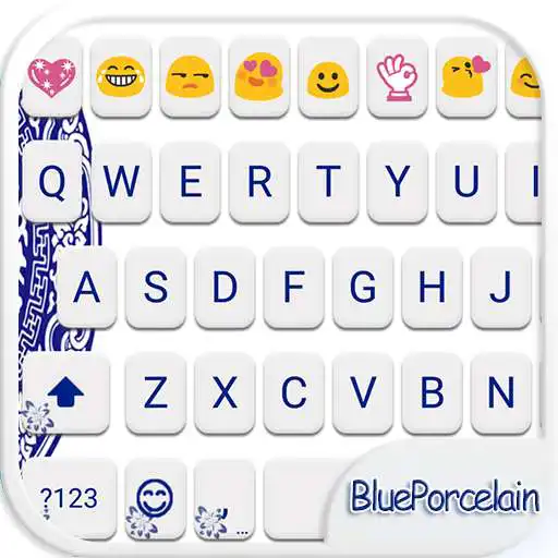 Run free android online Blue Porcelain Emoji Keyboard APK