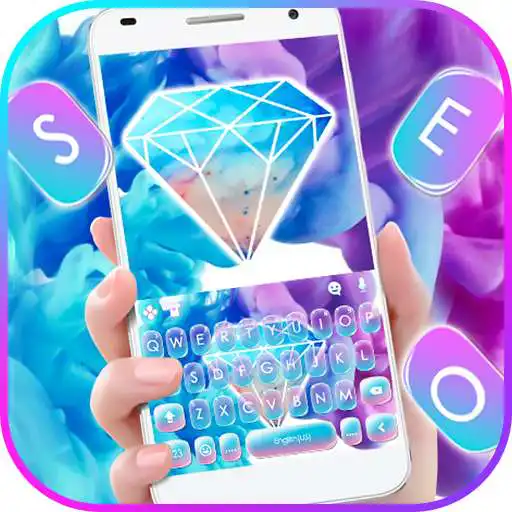 Play Blue Purple Ink Diamond Keyboard Theme APK