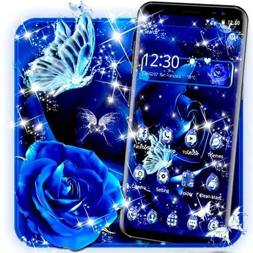 Run free android online Blue Rose Raindrops Theme APK