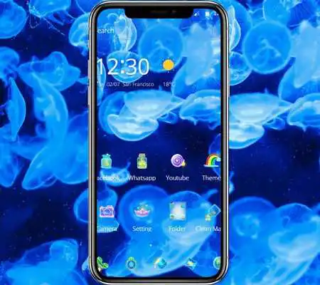 Play Blue sea jellyfish wallpaper