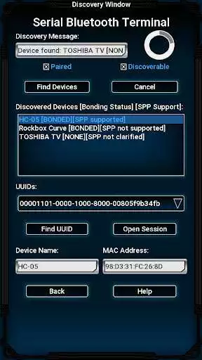 Play Bluetooth Terminal for HC-05 over SPP