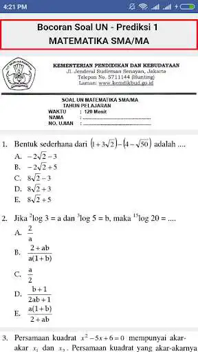 Play Bocoran Soal Matematika UN SMA Terbaru 2020 (UNBK) as an online game Bocoran Soal Matematika UN SMA Terbaru 2020 (UNBK) with UptoPlay