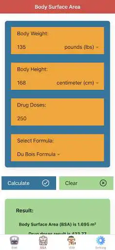 Play Body Calculator Pro: BMI, BSA, & Ideal Body Weight as an online game Body Calculator Pro: BMI, BSA, & Ideal Body Weight with UptoPlay