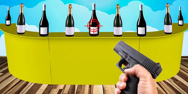 Play Bottle Shooting Game 3D - Ultimate Gun Shooter as an online game Bottle Shooting Game 3D - Ultimate Gun Shooter with UptoPlay