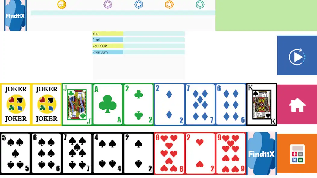 Play Brain Card Game - Find11x as an online game Brain Card Game - Find11x with UptoPlay