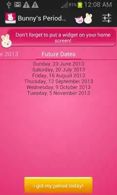 Play Bunnys Period Calendar/Tracker