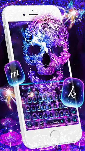 Play APK Butterfly Skull Keyboard  and enjoy Butterfly Skull Keyboard with UptoPlay keyboard.theme.butterfly.skull.neon