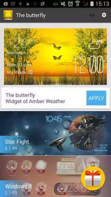 Play Butterfly weather widget/clock