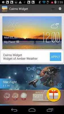 Play Cairns weather widget/clock