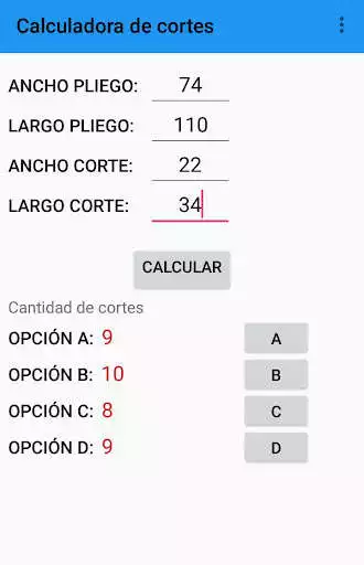 Play Calculadora de cortes