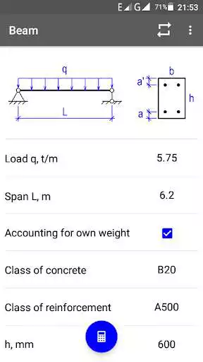 Play APK Calculation of the reinforced concrete beam  and enjoy Calculation of the reinforced concrete beam with UptoPlay com.hlcsdev.x.beam_free