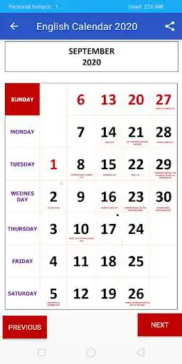 Play Calendar English 2020 as an online game Calendar English 2020 with UptoPlay
