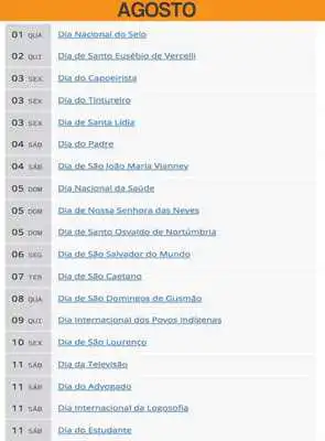Play Calendario 2018 Datas Comemorativas Brasil