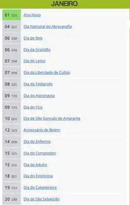 Play Calendario 2018 Datas Comemorativas Brasil