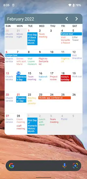 Play Calendar Widgets