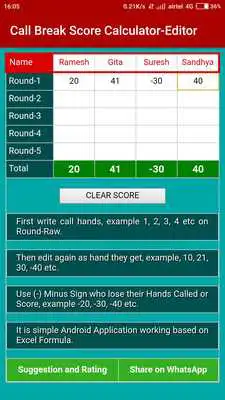 Play Call Break Point Calculator Multiplayer-Offline
