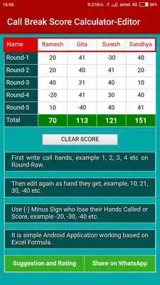 Play Call Break Point Calculator Multiplayer-Offline