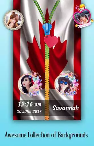 Play Canada Flag Zipper Lock Screen