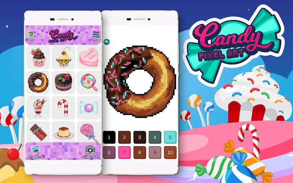 Play Candy Pixel Art - Candy Sandbox Coloring  and enjoy Candy Pixel Art - Candy Sandbox Coloring with UptoPlay