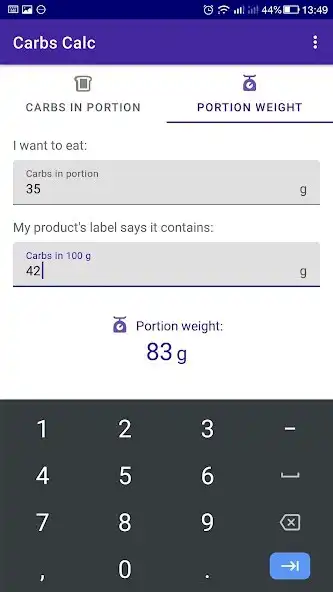 Play Carbs Calc as an online game Carbs Calc with UptoPlay