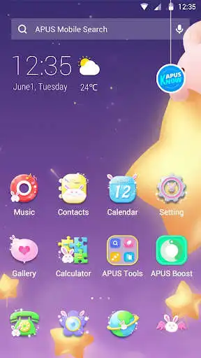 Play Cartoon Kawaii Pink Rabbit APUS Launcher theme