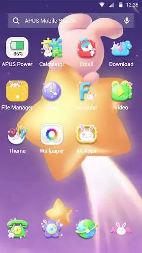 Play Cartoon Kawaii Pink Rabbit APUS Launcher theme