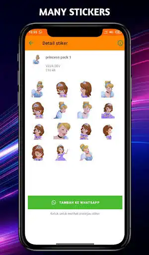Play Cartoon Princess WAstickerApps as an online game Cartoon Princess WAstickerApps with UptoPlay