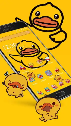Play Cartoon yellow cute duck theme, Butterfly Icon  and enjoy Cartoon yellow cute duck theme, Butterfly Icon with UptoPlay