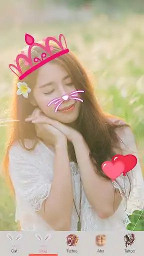 Play Cat Face & Heart Crown Stickers Best One Camera  and enjoy Cat Face & Heart Crown Stickers Best One Camera with UptoPlay
