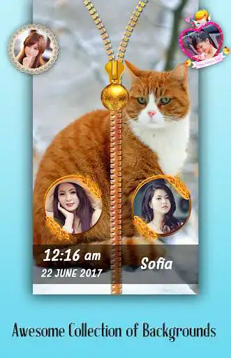 Play Cat Zipper Lock Screen