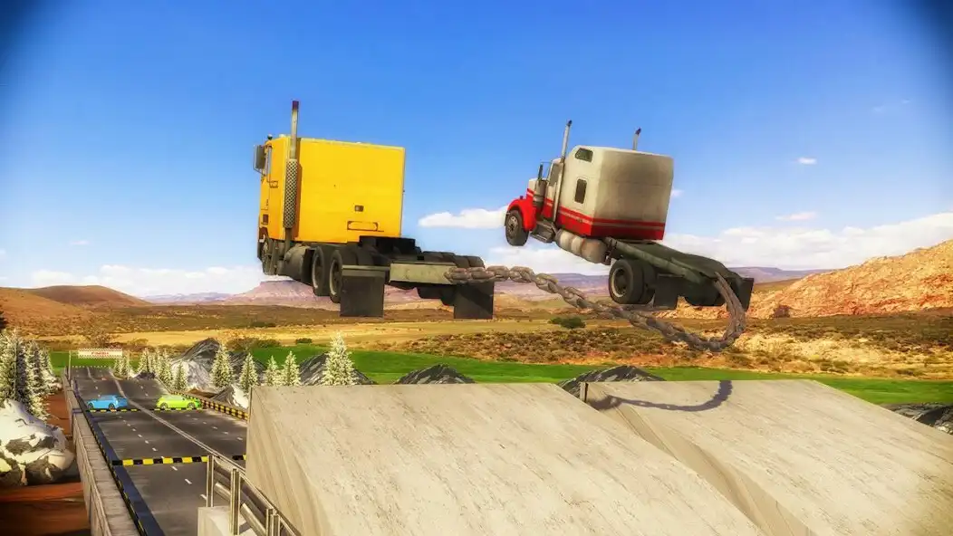 Play Chained Trucks against Ramp as an online game Chained Trucks against Ramp with UptoPlay