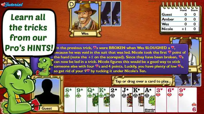 Play Championship Hearts Card Game