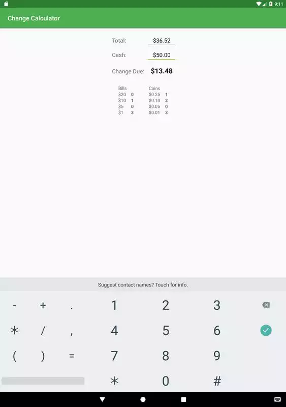 Play Change Calculator