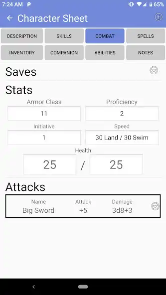 Play Character Sheet (5e) as an online game Character Sheet (5e) with UptoPlay