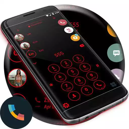 Free play online Circle Black Red Phone Dialer Theme APK