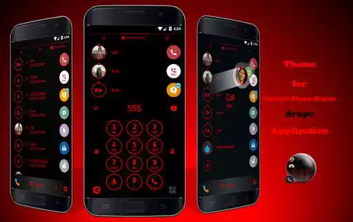 Play Circle Black Red Phone Dialer Theme