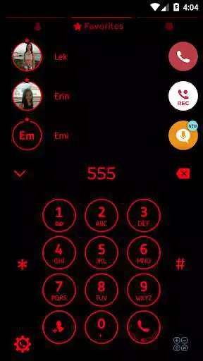 Play Circle Black Red Phone Dialer Theme