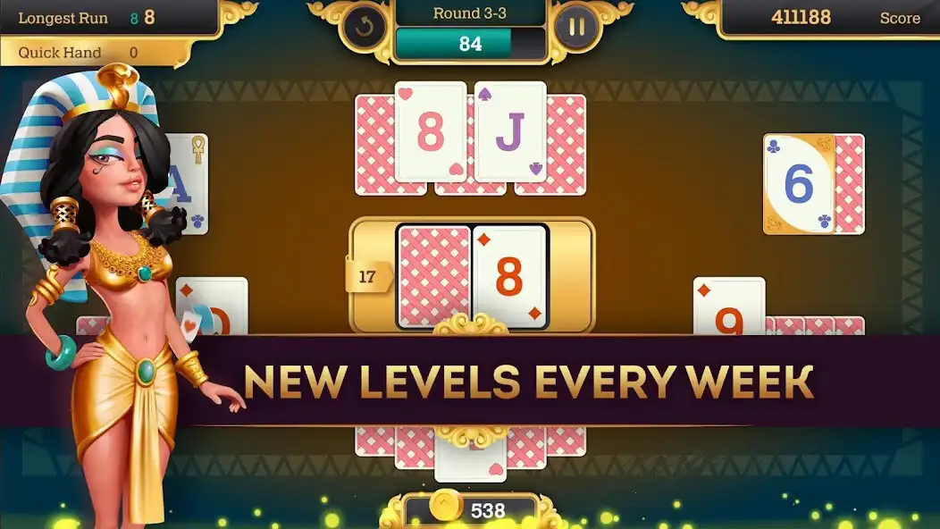 Play Cleopatra Solitaire TriPeaks as an online game Cleopatra Solitaire TriPeaks with UptoPlay