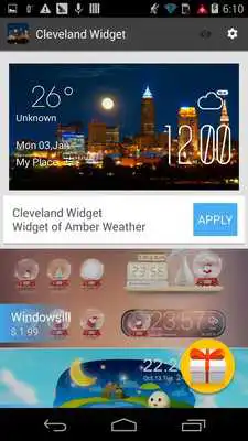 Play Cleveland weather widget/clock
