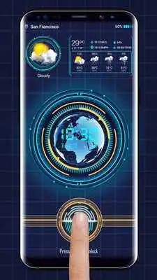 Play Clock weather fingerprint lock screen for prank