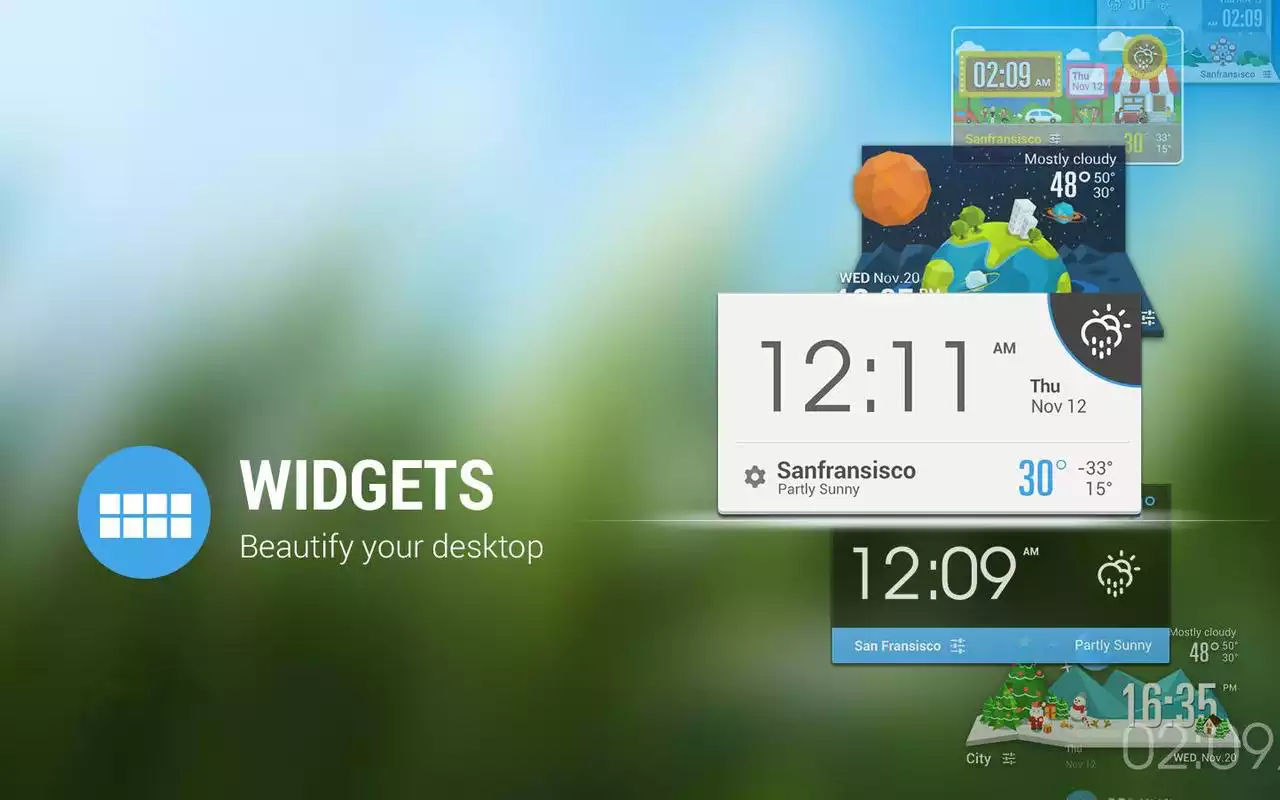 Play Clouds forest weather widget