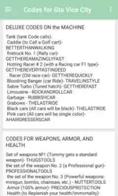 Play Codes for GTA Vice City