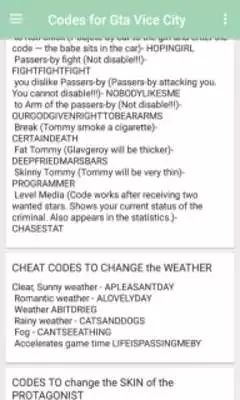 Play Codes for GTA Vice City