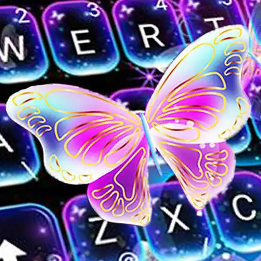 Free play online Colorful Glitter Neon Butterfly Keyboard Theme  APK