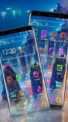 Play Colorful Neon Foggy Night City Theme Play Colorful Neon Foggy Night City Theme