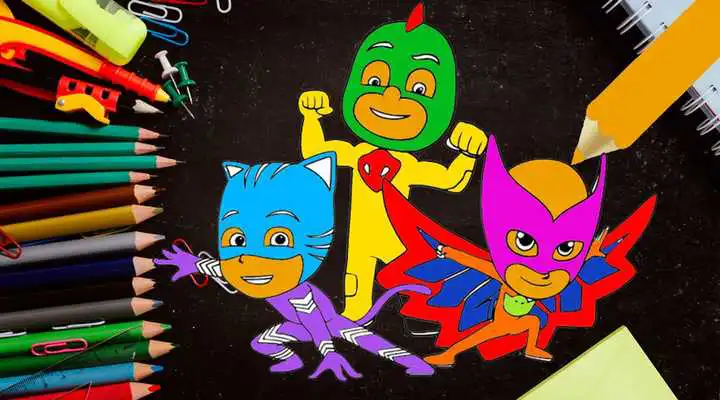 Coloring game to draw PJ with mask online game with UptoPlay
