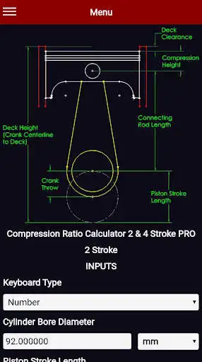 Play Compression Ratio Calculator 2 & 4 Stroke PRO as an online game Compression Ratio Calculator 2 & 4 Stroke PRO with UptoPlay