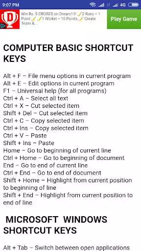 Play Computer shortcut key as an online game Computer shortcut key with UptoPlay
